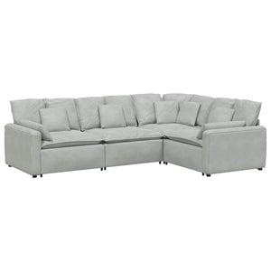Modulares Sofa Hellgrau Samt mit Kissen