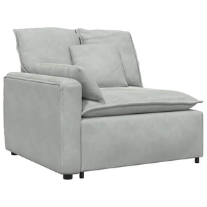 Modulares Sofa Hellgrau Samt mit Kissen