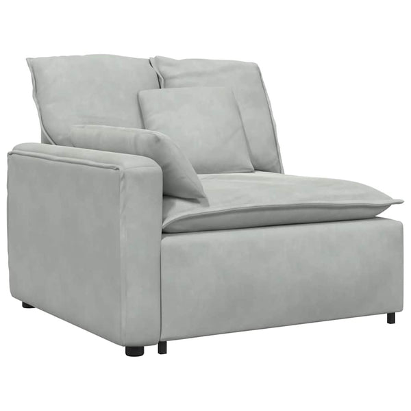 Modulares Sofa Hellgrau Samt mit Kissen
