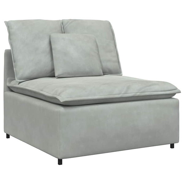 Modulares Sofa Hellgrau Samt mit Kissen