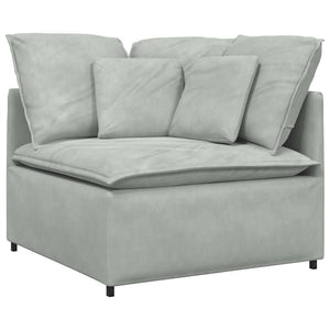 Modulares Sofa Hellgrau Samt mit Kissen
