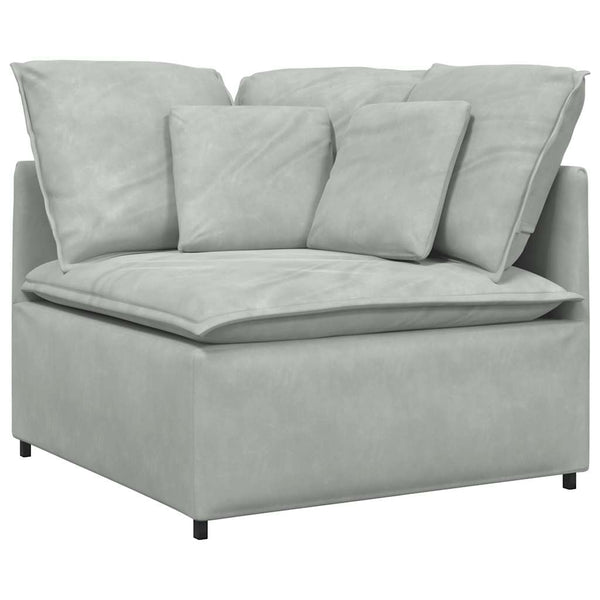 Modulares Sofa Hellgrau Samt mit Kissen