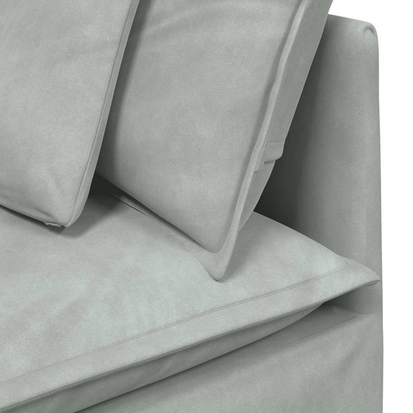 Modulares Sofa Hellgrau Samt mit Kissen