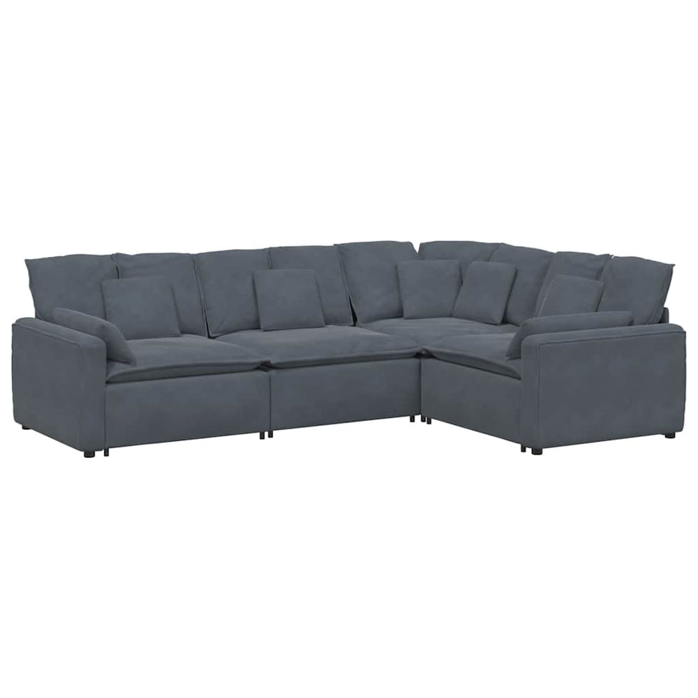 Modulares Sofa Dunkelgrau Samt mit Kissen