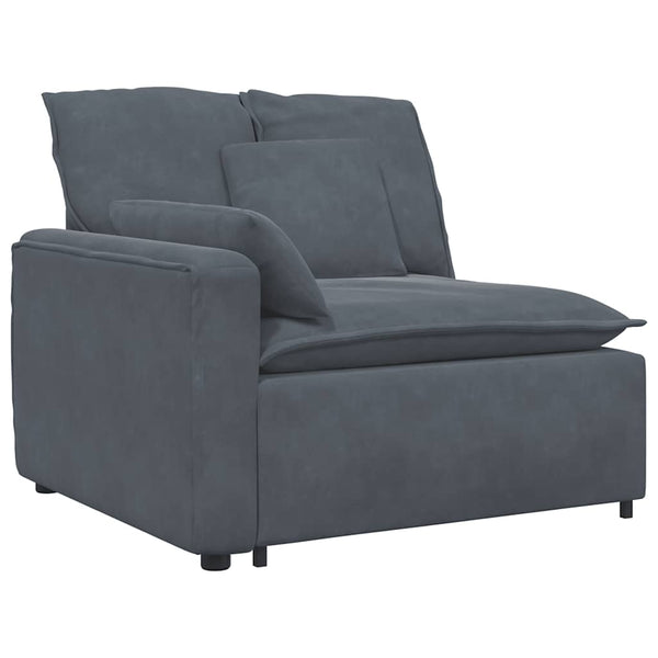 Modulares Sofa Dunkelgrau Samt mit Kissen