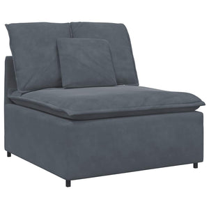 Modulares Sofa Dunkelgrau Samt mit Kissen