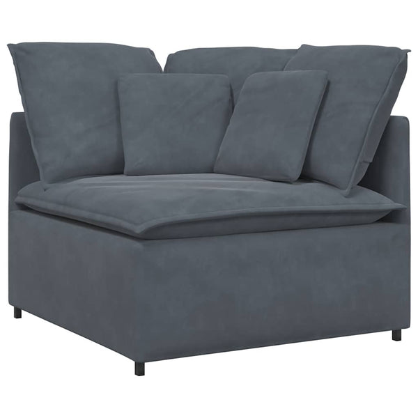 Modulares Sofa Dunkelgrau Samt mit Kissen