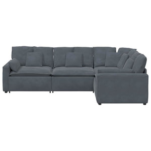 Modulares Sofa Dunkelgrau Samt mit Kissen