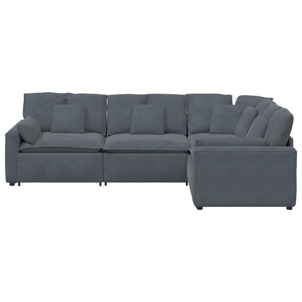 Modulares Sofa Dunkelgrau Samt mit Kissen