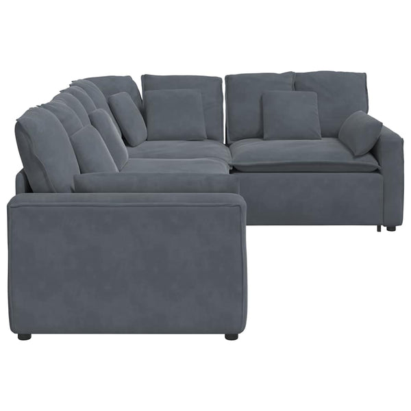 Modulares Sofa Dunkelgrau Samt mit Kissen