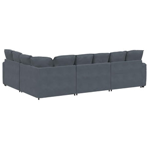 Modulares Sofa Dunkelgrau Samt mit Kissen