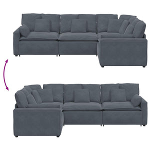 Modulares Sofa Dunkelgrau Samt mit Kissen