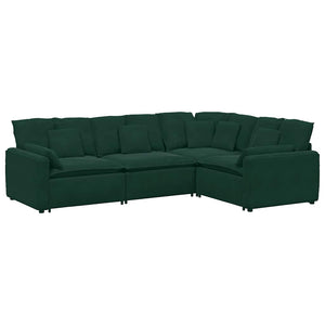 Modulares Samt Sofa Dunkelgrün mit Kissen