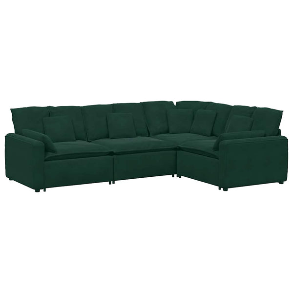Modulares Samt Sofa Dunkelgrün mit Kissen