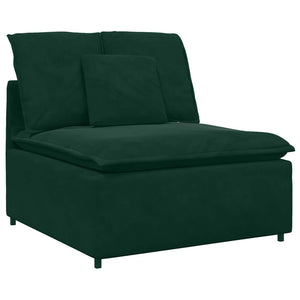 Modulares Samt Sofa Dunkelgrün mit Kissen