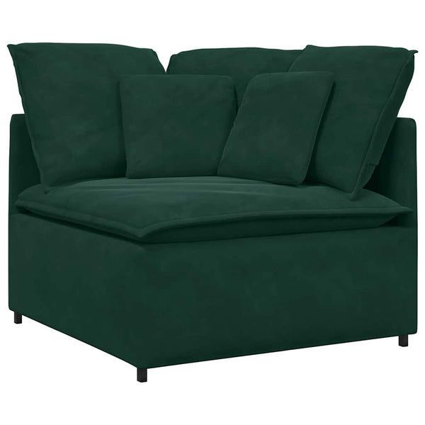 Modulares Samt Sofa Dunkelgrün mit Kissen