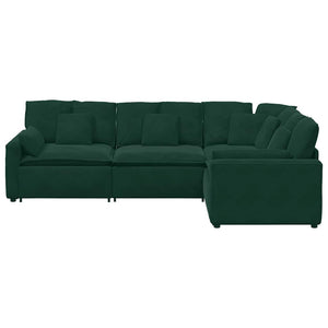 Modulares Samt Sofa Dunkelgrün mit Kissen