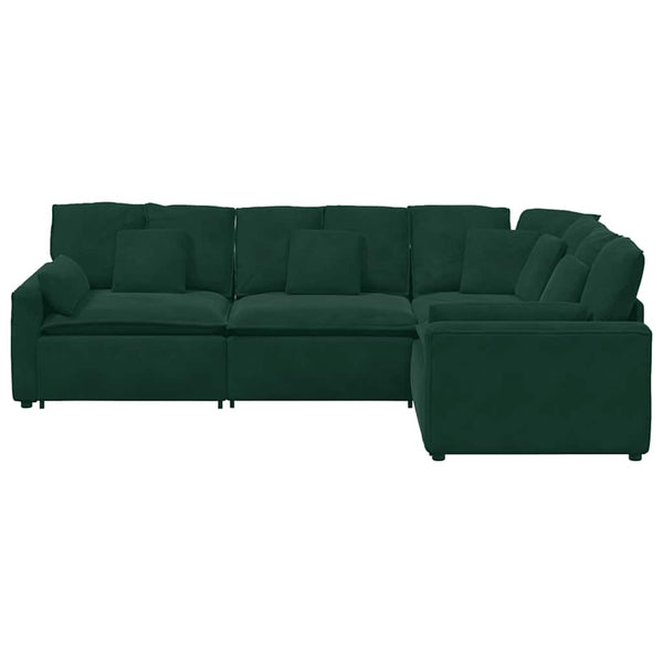 Modulares Samt Sofa Dunkelgrün mit Kissen