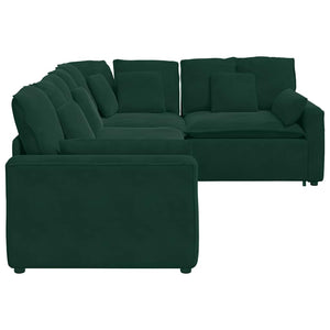 Modulares Samt Sofa Dunkelgrün mit Kissen