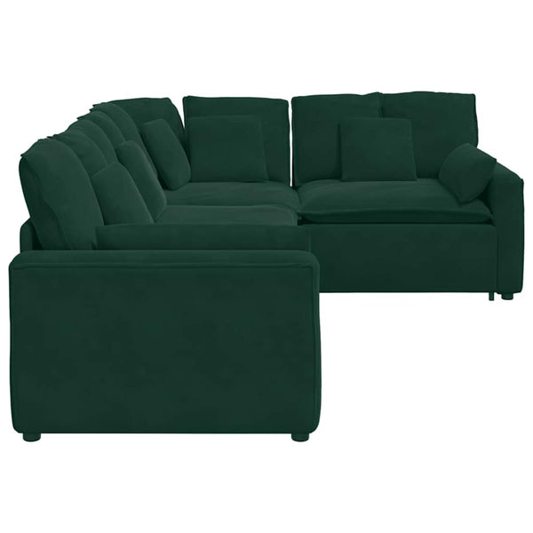 Modulares Samt Sofa Dunkelgrün mit Kissen