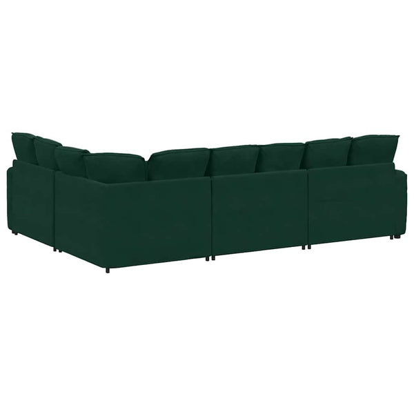 Modulares Samt Sofa Dunkelgrün mit Kissen