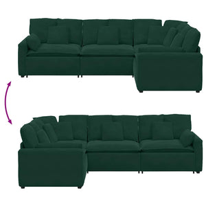Modulares Samt Sofa Dunkelgrün mit Kissen