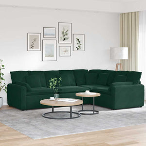 Modulares Samt Sofa Dunkelgrün mit Kissen