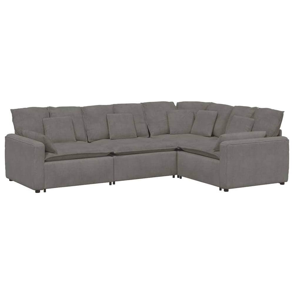 Modulares Sofa Hellgrau Cordstoff mit Kissen