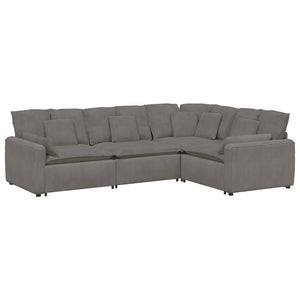 Modulares Sofa Hellgrau Cordstoff mit Kissen