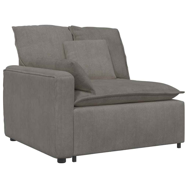 Modulares Sofa Hellgrau Cordstoff mit Kissen