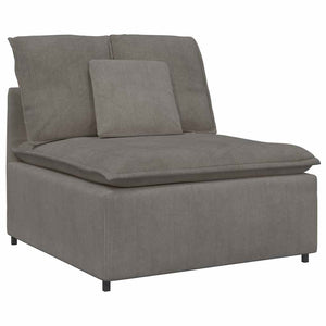 Modulares Sofa Hellgrau Cordstoff mit Kissen