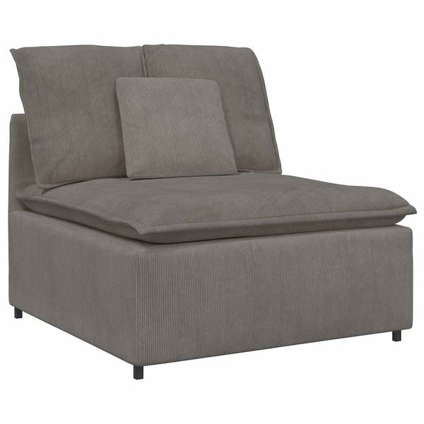 Modulares Sofa Hellgrau Cordstoff mit Kissen