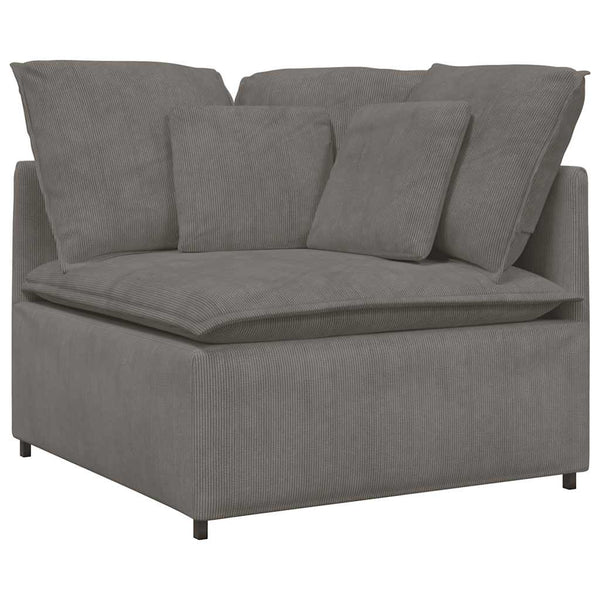 Modulares Sofa Hellgrau Cordstoff mit Kissen