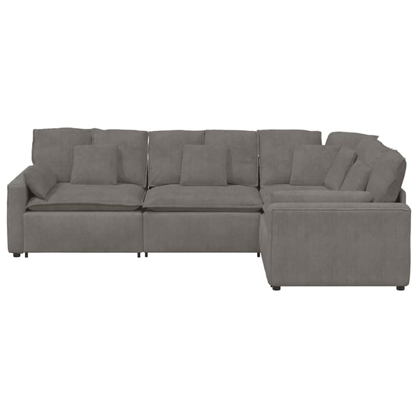 Modulares Sofa Hellgrau Cordstoff mit Kissen