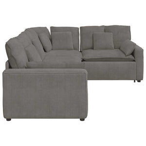 Modulares Sofa Hellgrau Cordstoff mit Kissen
