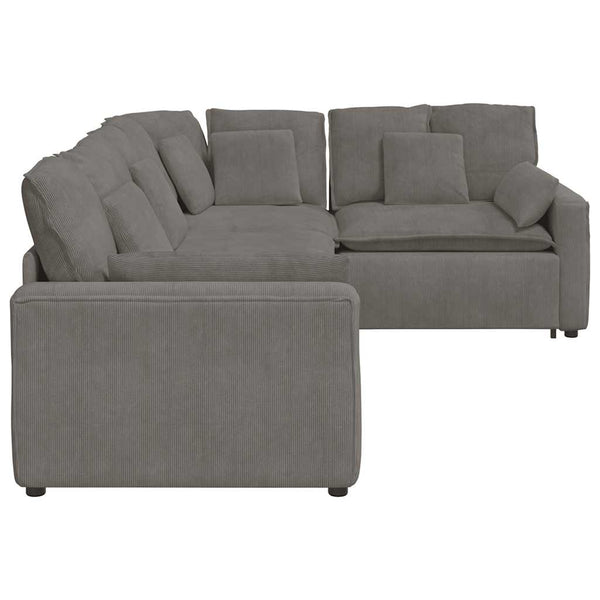 Modulares Sofa Hellgrau Cordstoff mit Kissen