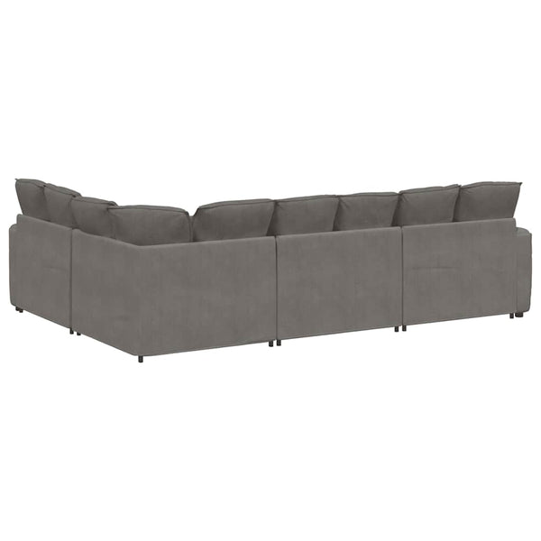 Modulares Sofa Hellgrau Cordstoff mit Kissen