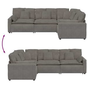Modulares Sofa Hellgrau Cordstoff mit Kissen