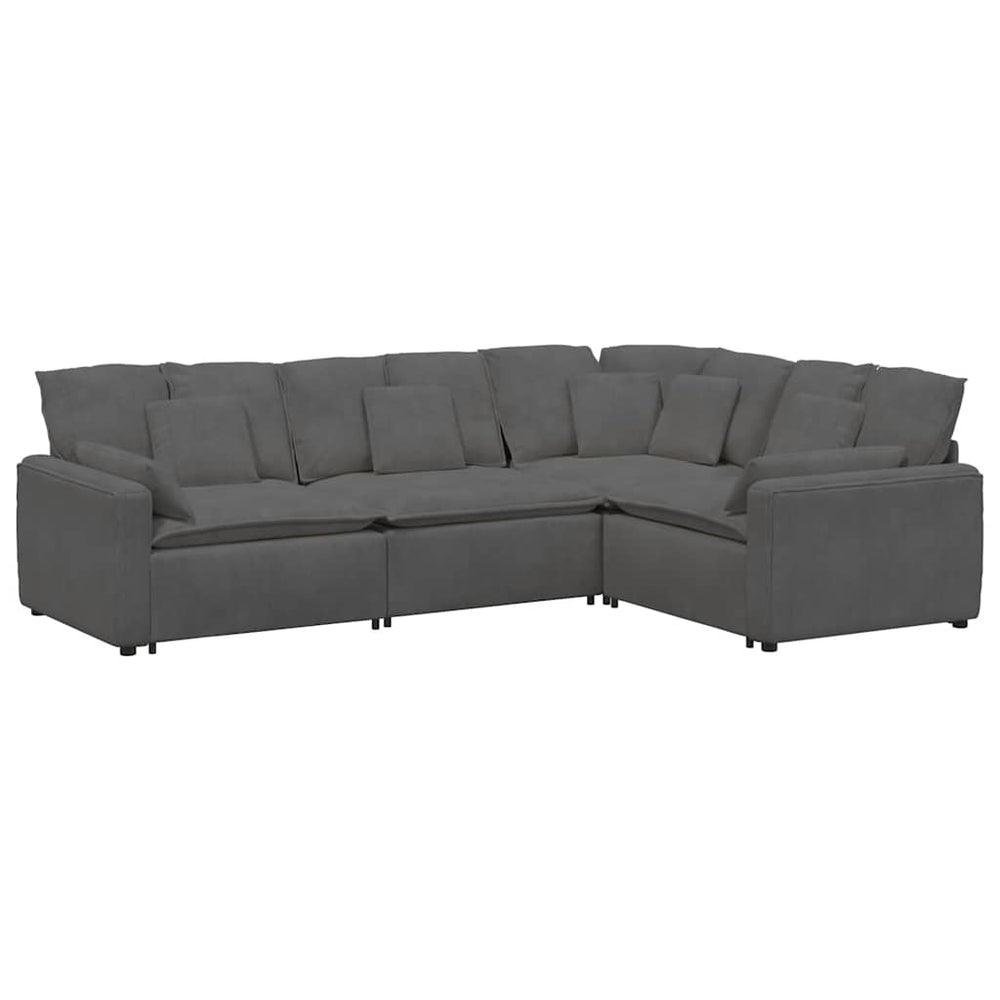 Modulares Cord Sofa Dunkelgrau mit Kissen