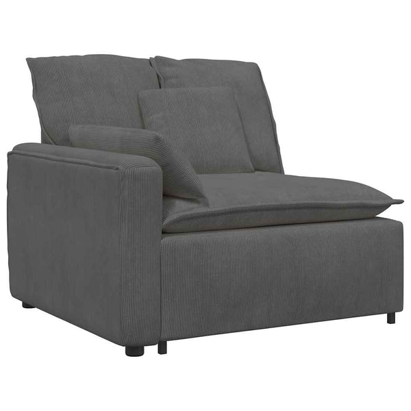 Modulares Cord Sofa Dunkelgrau mit Kissen