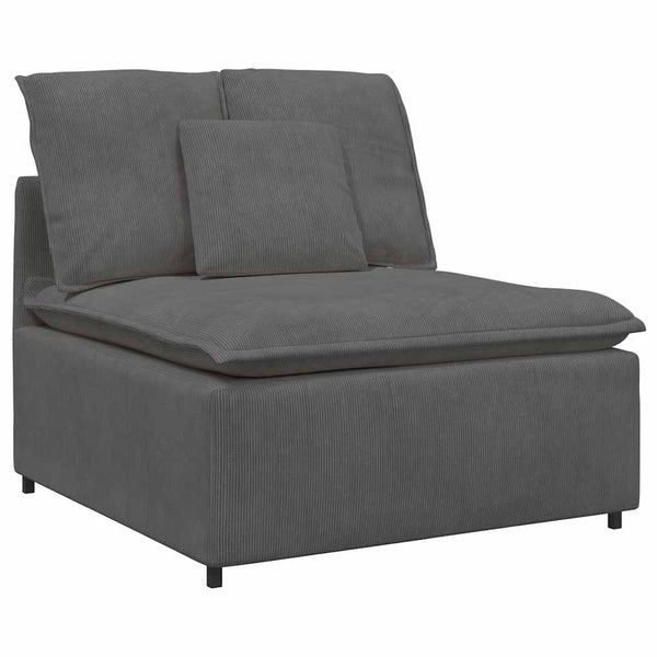 Modulares Cord Sofa Dunkelgrau mit Kissen