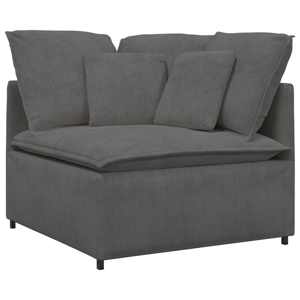 Modulares Cord Sofa Dunkelgrau mit Kissen