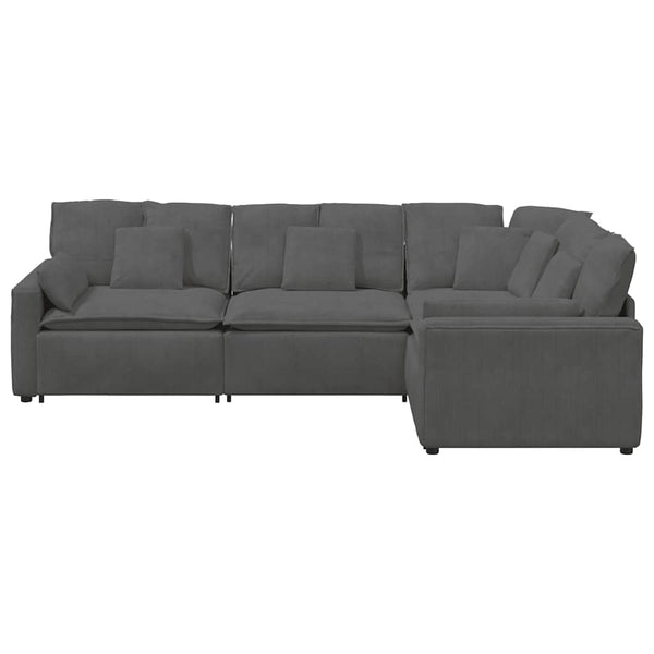 Modulares Cord Sofa Dunkelgrau mit Kissen