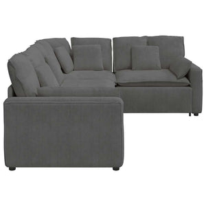 Modulares Cord Sofa Dunkelgrau mit Kissen