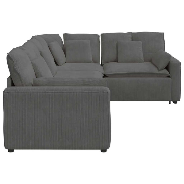 Modulares Cord Sofa Dunkelgrau mit Kissen