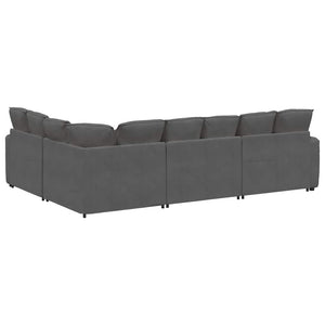 Modulares Cord Sofa Dunkelgrau mit Kissen