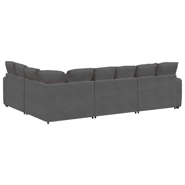Modulares Cord Sofa Dunkelgrau mit Kissen