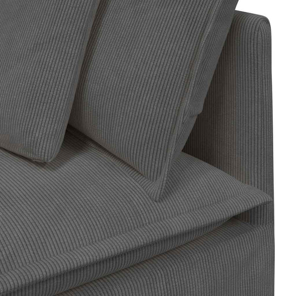 Modulares Cord Sofa Dunkelgrau mit Kissen