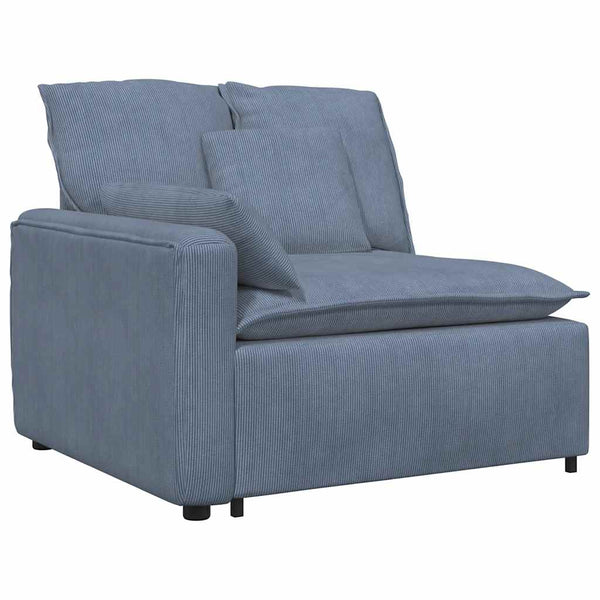 Modulares Cordstoff Sofa Blau mit Kissen