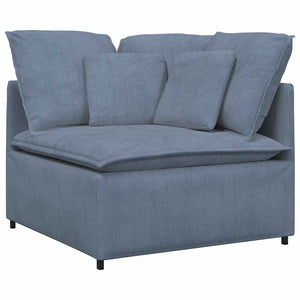 Modulares Cordstoff Sofa Blau mit Kissen